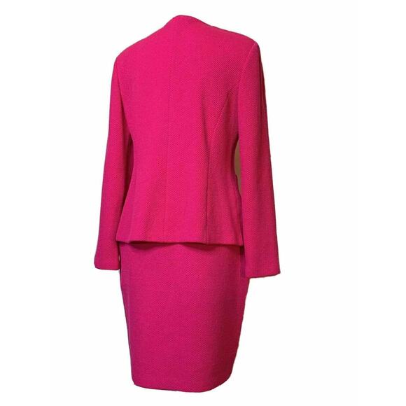VTG Style St John Black Label Santana 2pc hot pink suit jacket 10 & skirt 6 - Picture 2 of 12